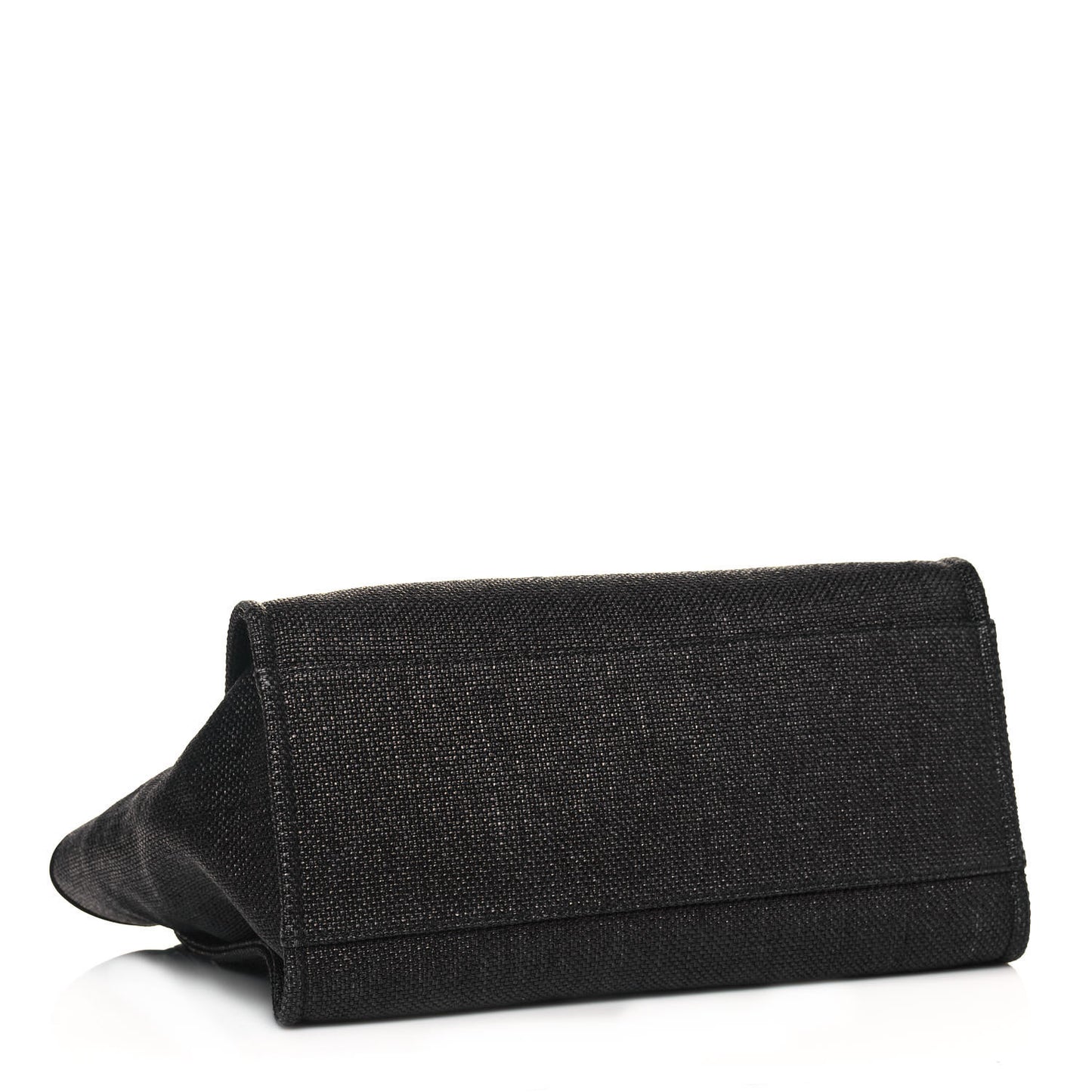 Woven Straw Raffia Large Deauville Tote Black