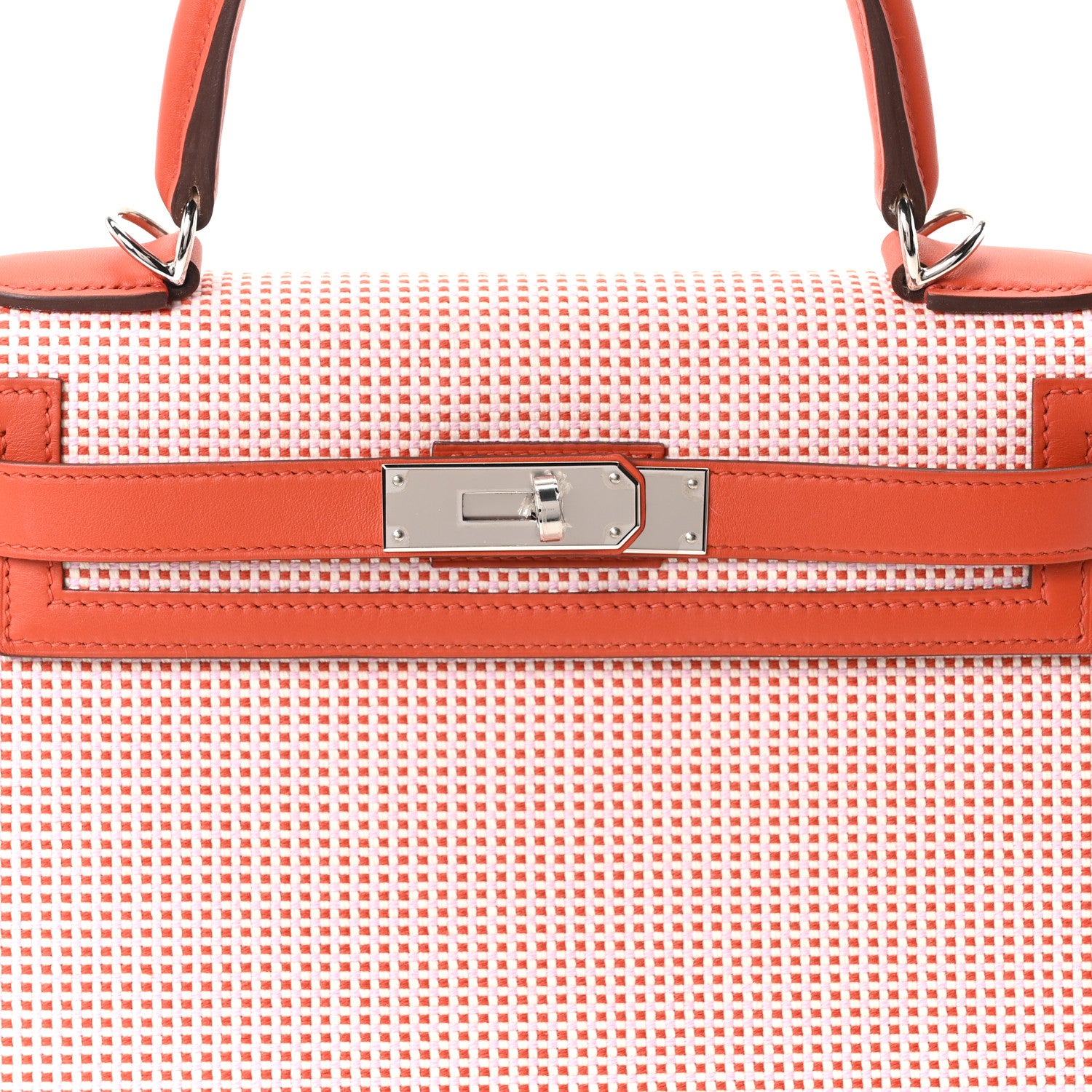 Hermes Toile Quadrille Swift Kelly Sellier 28 Ecru Brique Mauve Terre 8 of 10