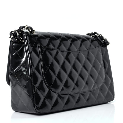 Chanel Striated Patent Quilted Jumbo Double Flap 2 of 4