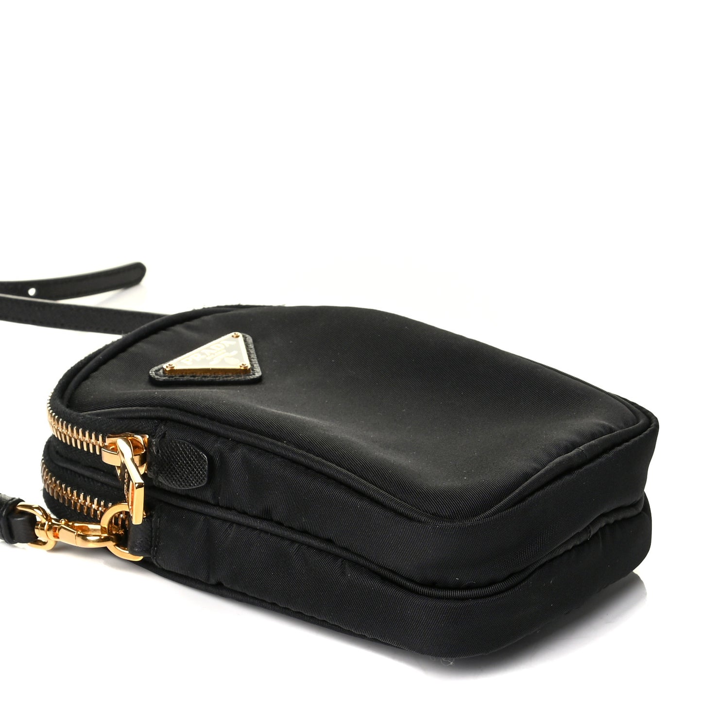 Tessuto Nylon Double Zip Phone Case Crossbody Bag Black