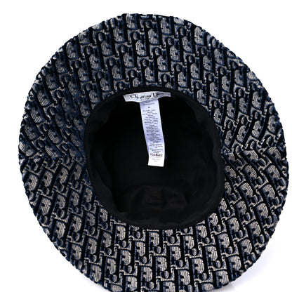 Christian Dior Velvet Oblique Large Brim Bucket Hat 58 Bleu Marine 6 of 9