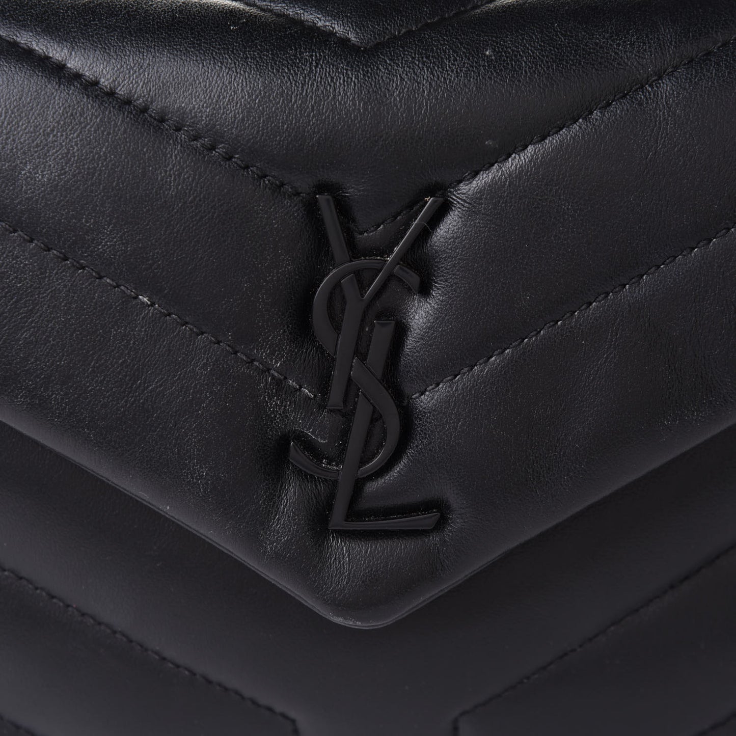 Calfskin Y Quilted Monogram Toy Loulou Crossbody Bag Black
