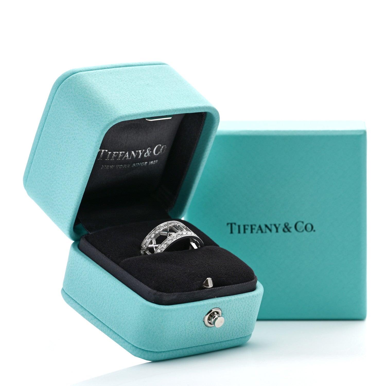 Tiffany 18K White Gold Diamond Wide Atlas Open Ring 51 5.75 5 of 5
