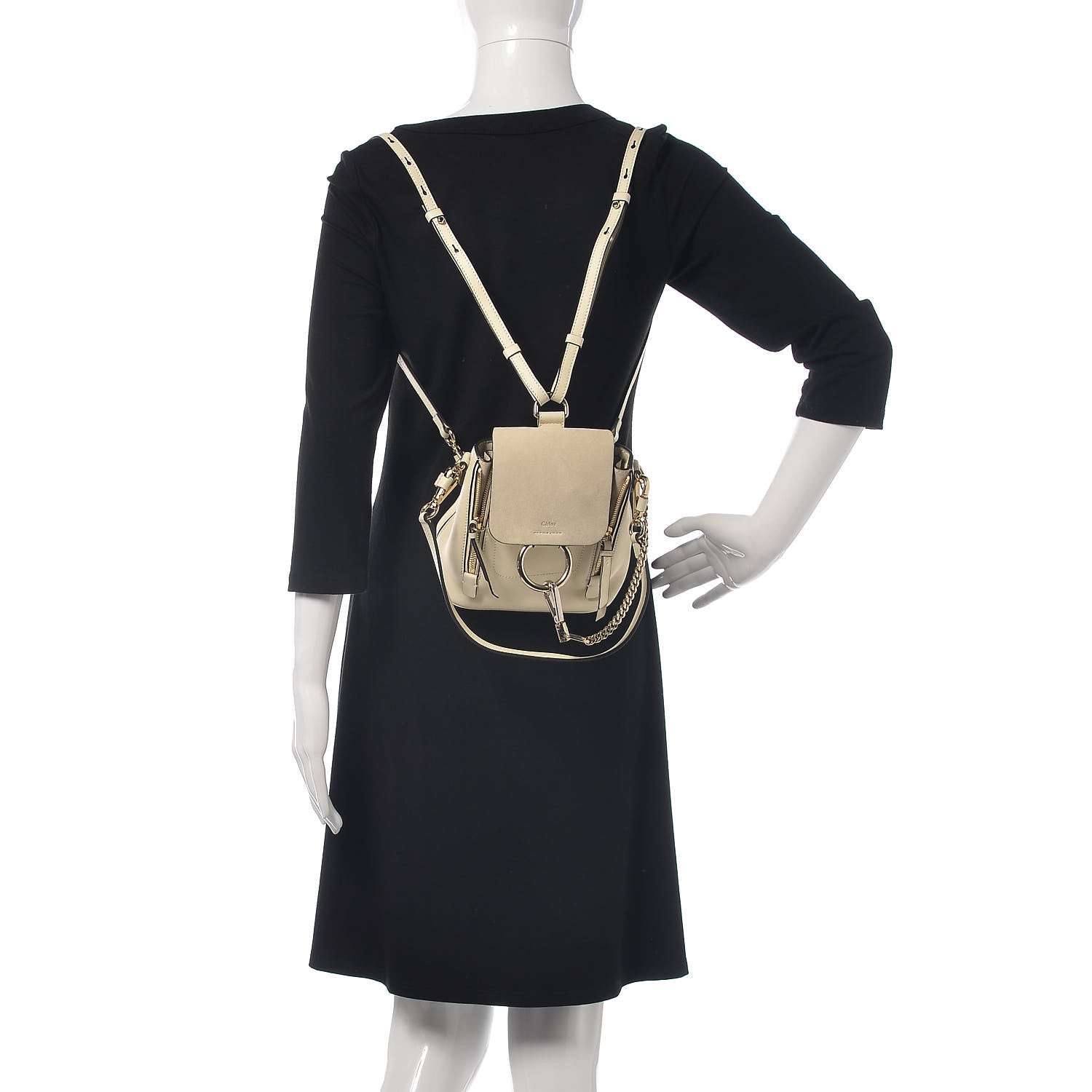 Chloe Suede Calfskin Mini Faye Backpack Off White 2 of 13