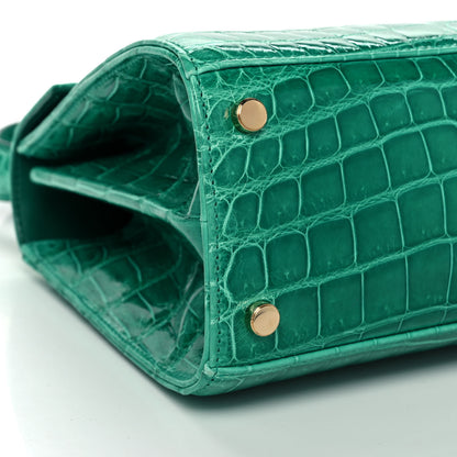 Salvatore Ferragamo Crocodile Gancini 2-Way Top Handle Bag Verde 11 of 13