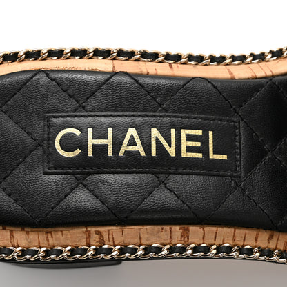Chanel Lambskin Quilted Chain CC Sandals 40 Black 6 of 15