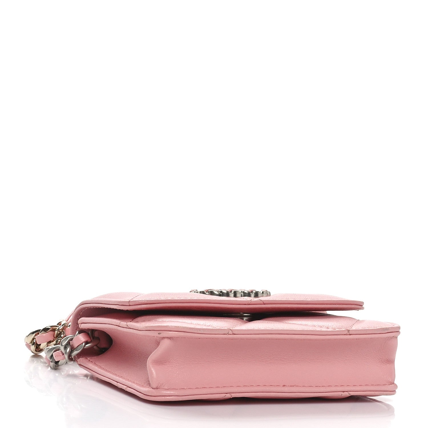 Chanel Lambskin Quilted Chanel 19 Flap Card Holder With Chain Rose 4 of 12