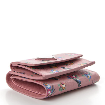 Prada Saffiano Small Swallow Tri-Fold Wallet Petalo 4 of 7