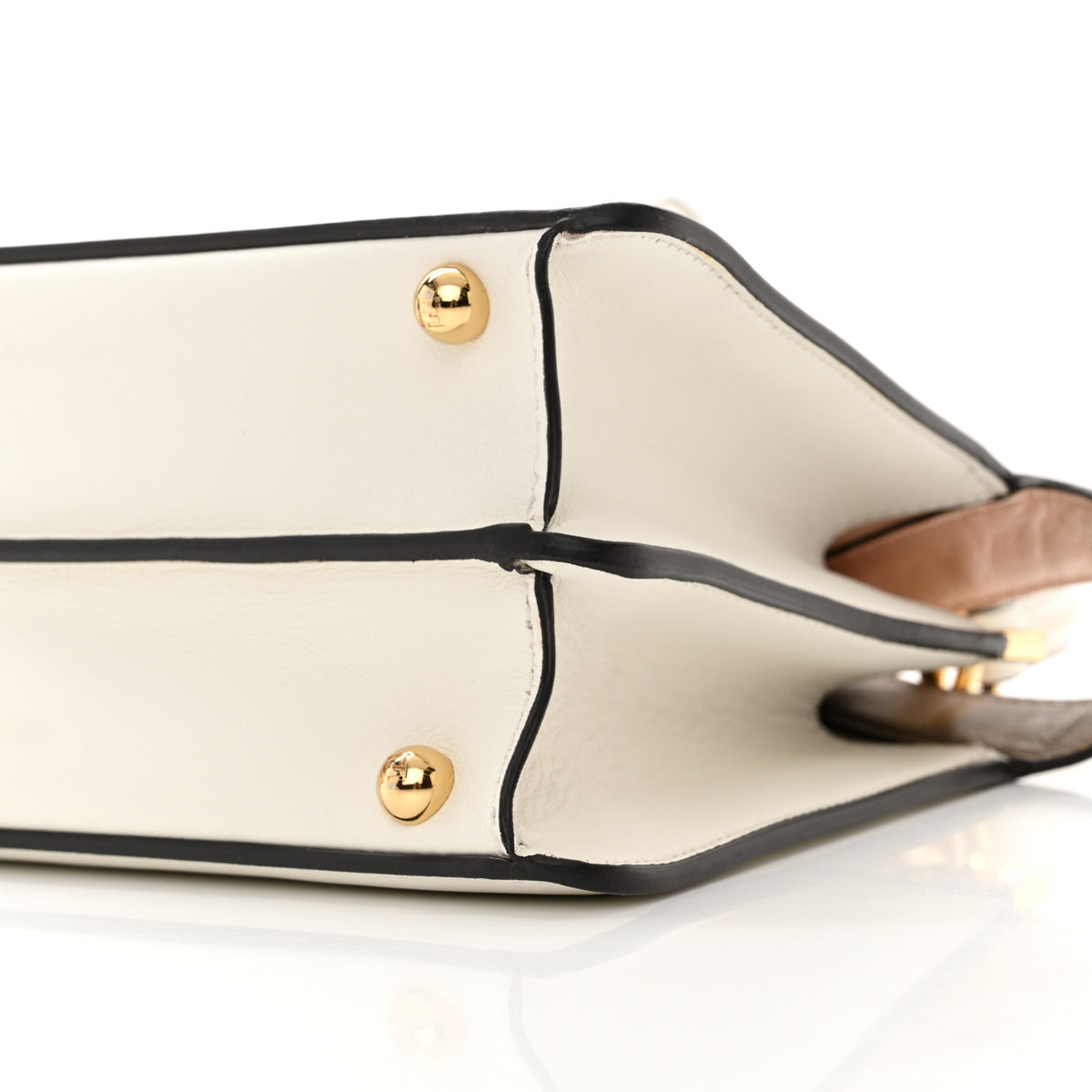 Fendi Vitello Seta Nappa Bi-Color Small Peekaboo I SEE U Satchel White Ice Light Rose Tortora 12 of 12