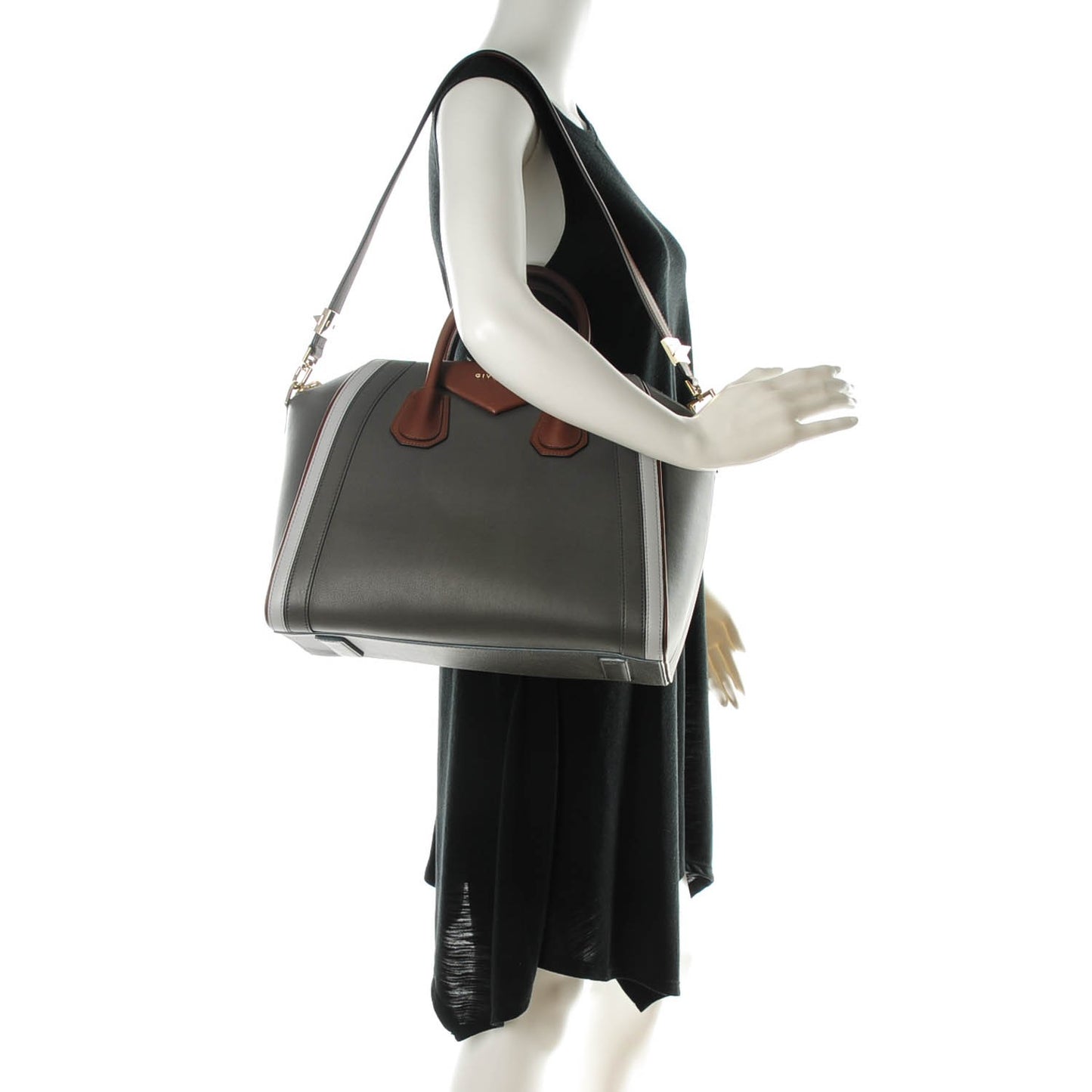 Smooth Calfskin Medium Tri-Color Antigona Dark Grey