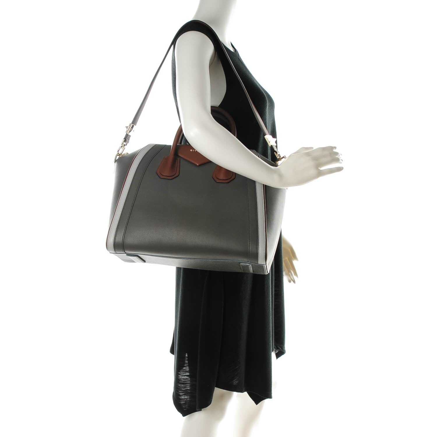 Givenchy Smooth Calfskin Medium Tri-Color Antigona Dark Grey 2 of 7