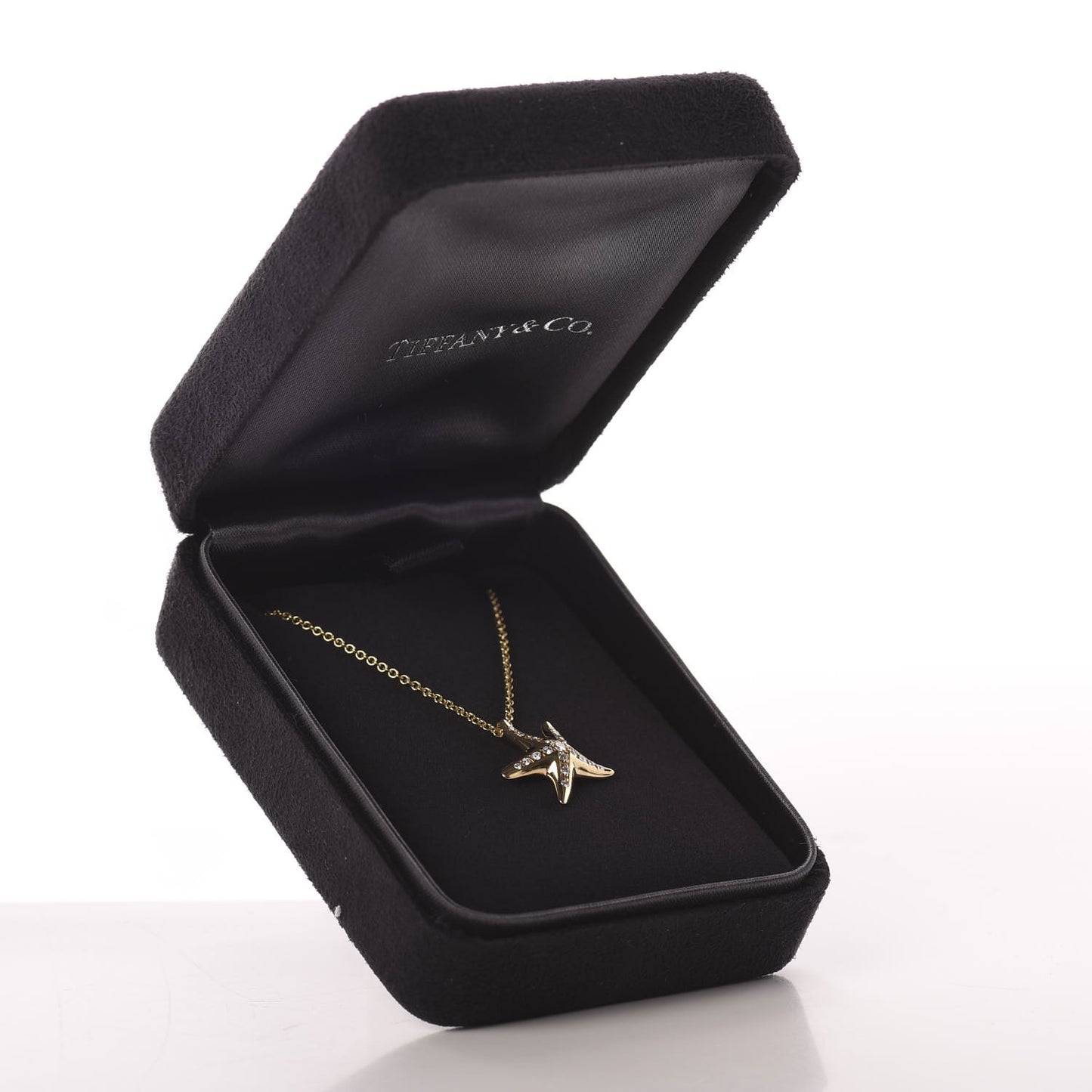 18K Yellow Gold Diamond 15mm Elsa Peretti Pave Starfish Pendant Necklace