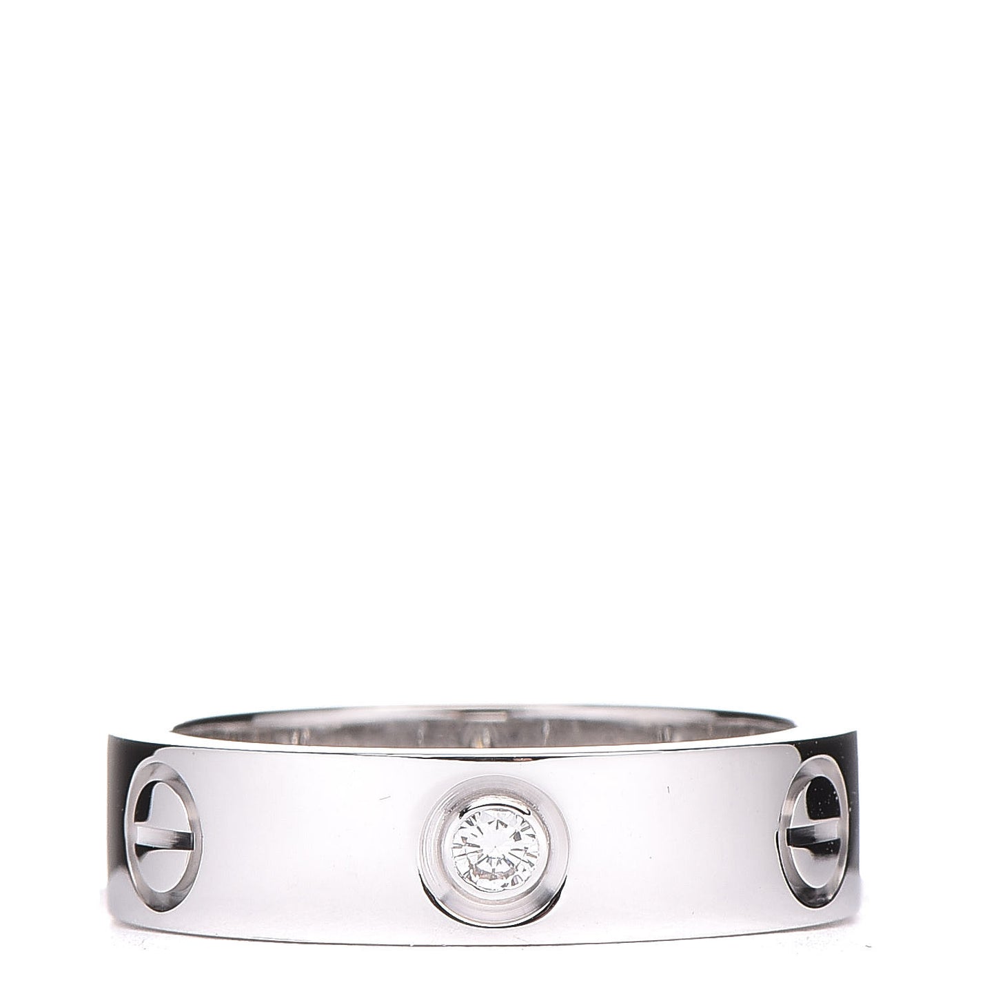 18K White Gold 3 Diamond 5.5mm LOVE Ring 56 7.75