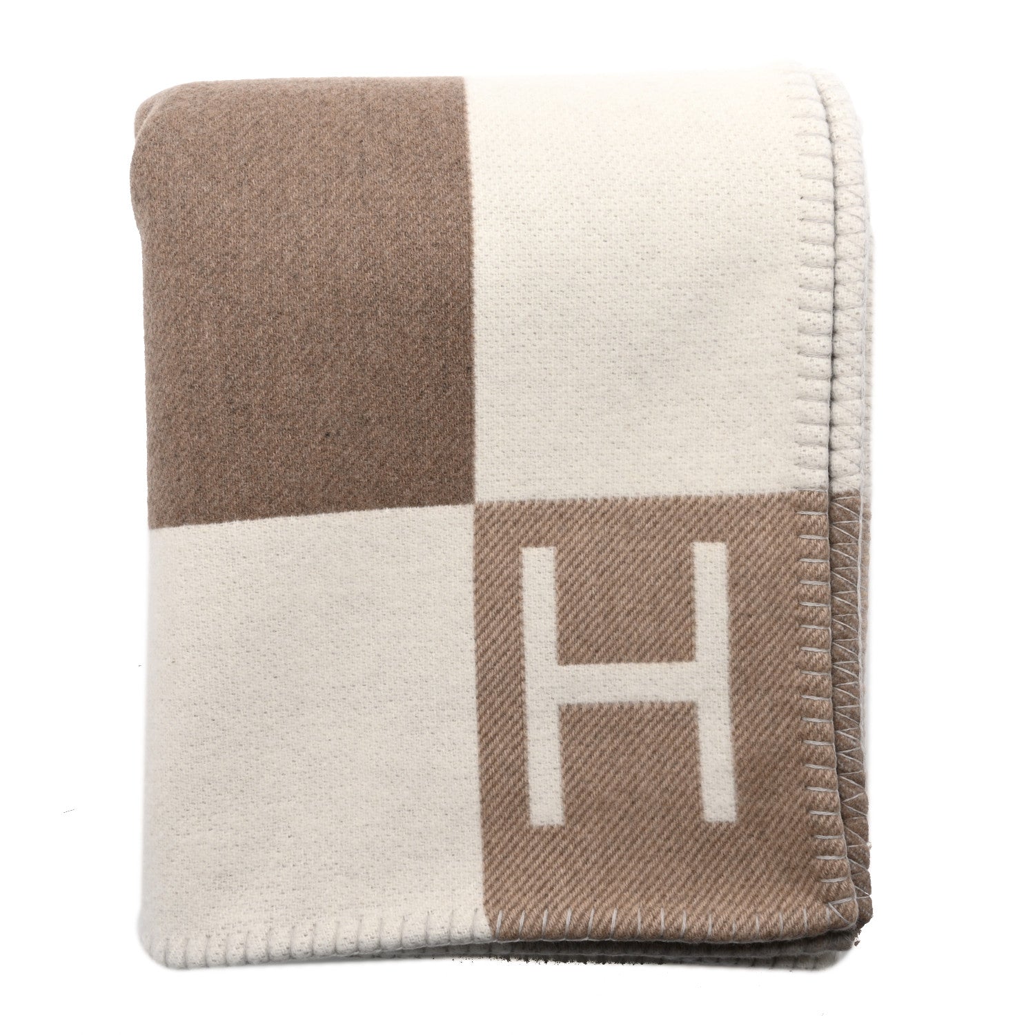 Hermes Wool Cashmere Avalon Vibration Blanket Ecru Natural 1 of 3