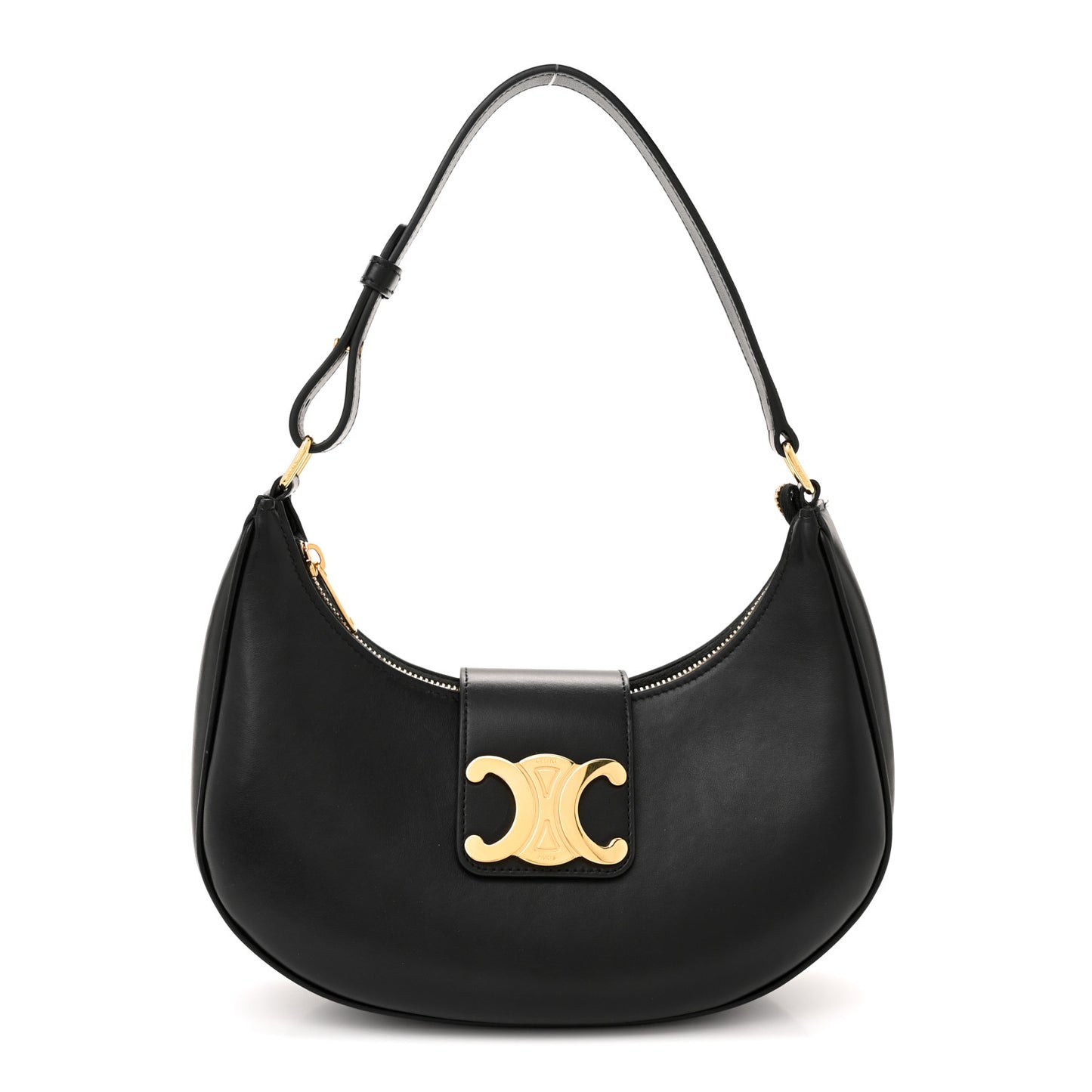 Smooth Calfskin Medium Strap Ava Triomphe Shoulder Bag Black