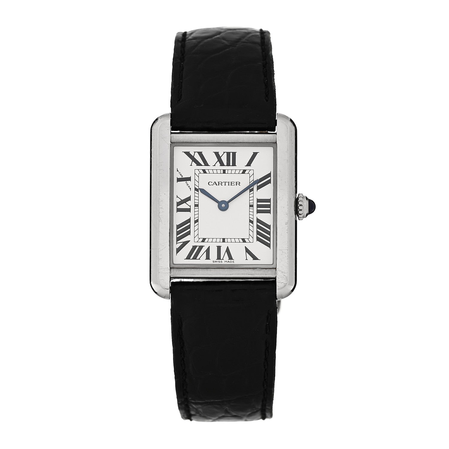 Cartier Stainless Steel Alligator 24mm Tank Solo Quartz Watch 1 of 4