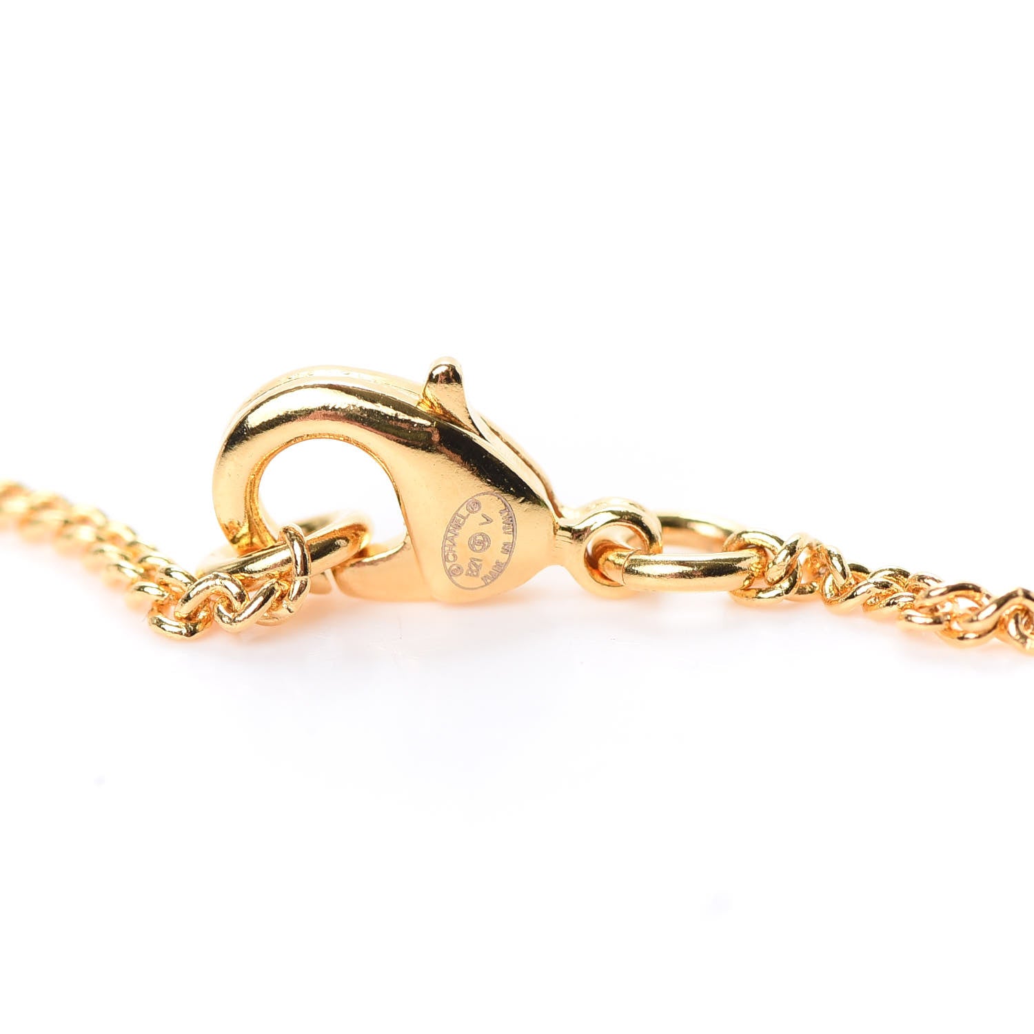 Chanel Metal CC Paris Button Necklace Gold 4 of 5