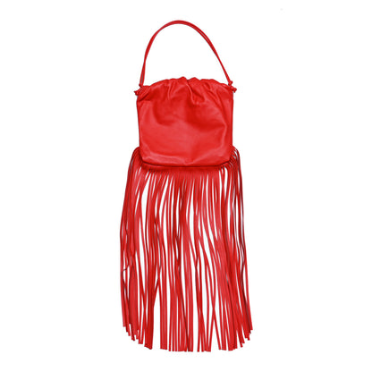Bottega Veneta Nappa The Fringe Pouch Shoulder Bag Red 1 of 6