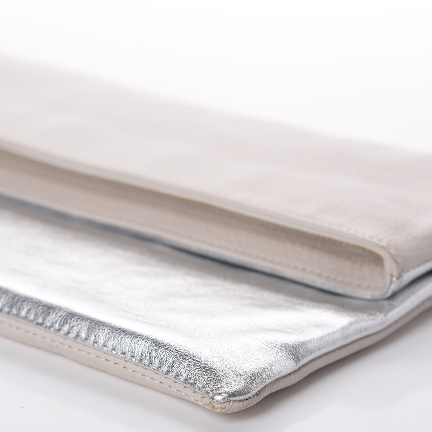 Metallic Calfskin Roma Chameleon Clutch Soap Silver