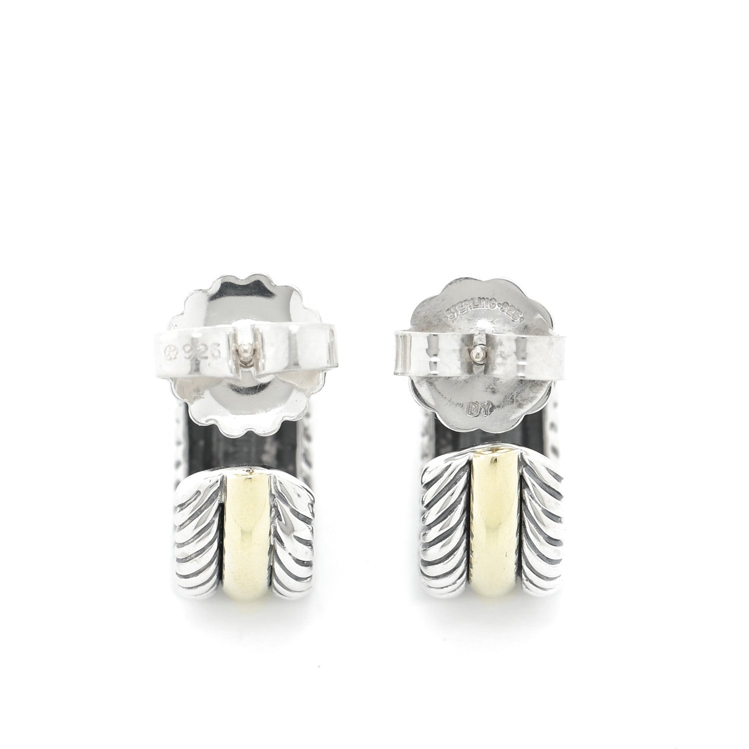 David Yurman Sterling Silver 14K Yellow Gold 16mm Cable Classics Hoop Earrings 3 of 5