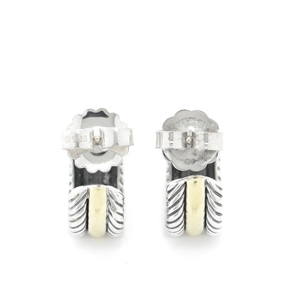David Yurman Sterling Silver 14K Yellow Gold 16mm Cable Classics Hoop Earrings 3 of 5