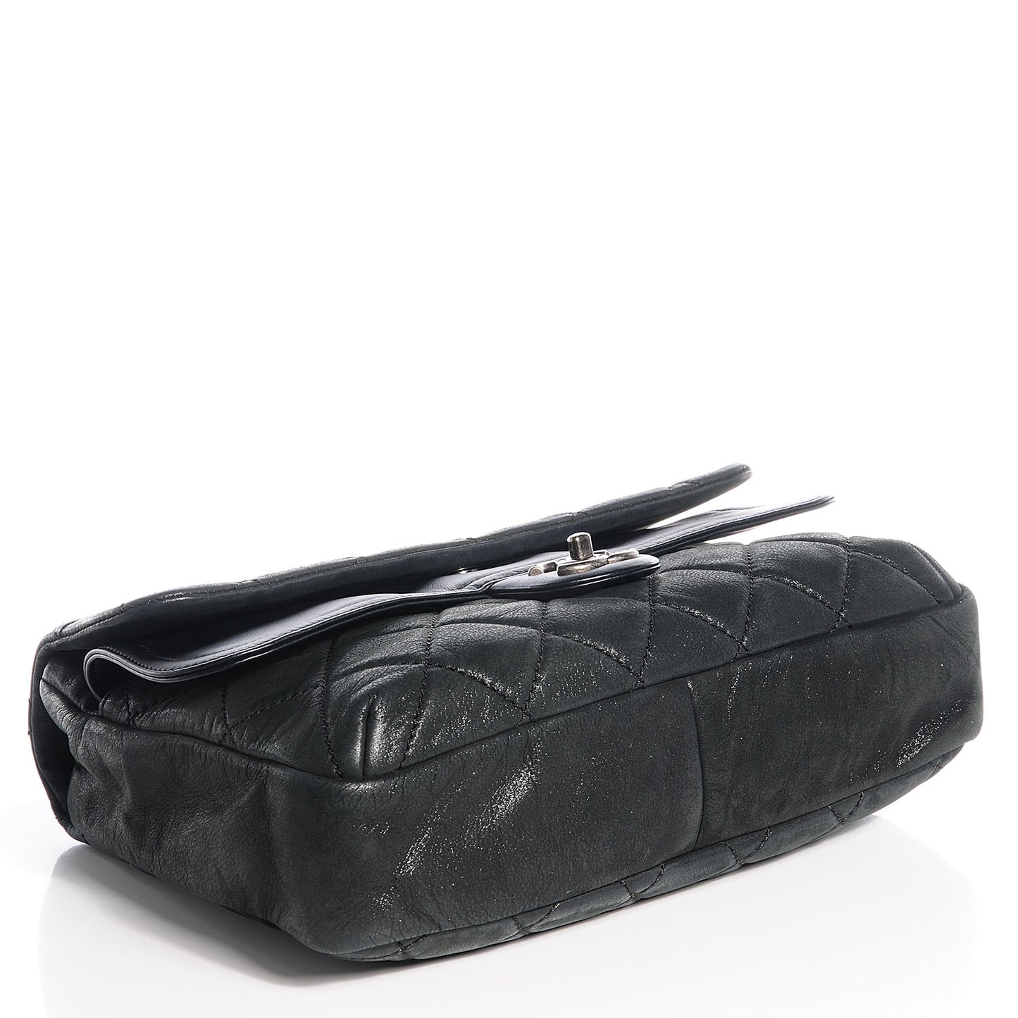 Iridescent Calfskin In the Mix Jumbo Double Flap Black