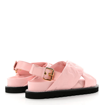 Louis Vuitton Lambskin Monogram Embossed Paseo Flat Comfort Sandals 38 Rose Clair 4 of 9