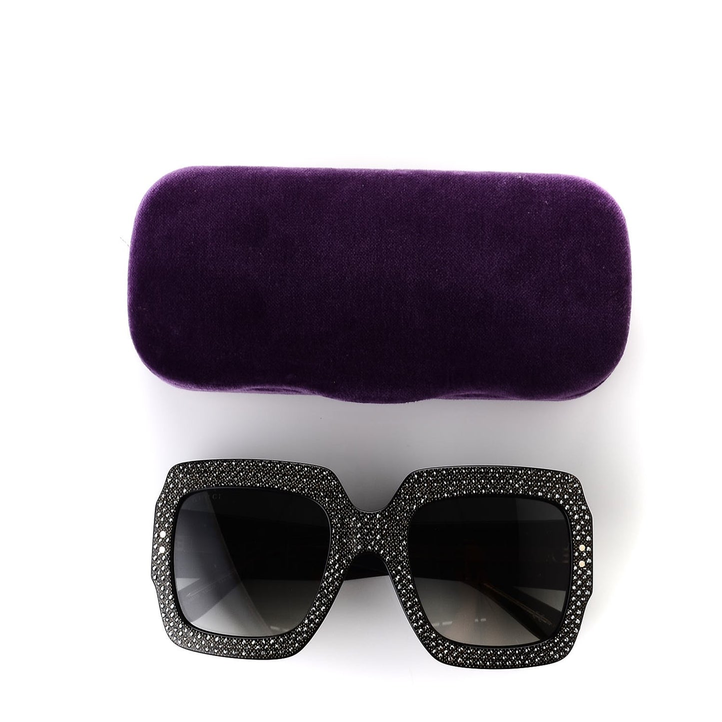Crystal Square Frame Sunglasses GG3861/S Black
