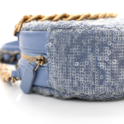 Chanel Sequin Chanel 19 Round Clutch With Chain Light Blue 9 of 10