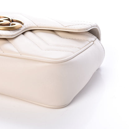 Gucci Calfskin Matelasse Super Mini GG Marmont Shoulder Bag White 9 of 11