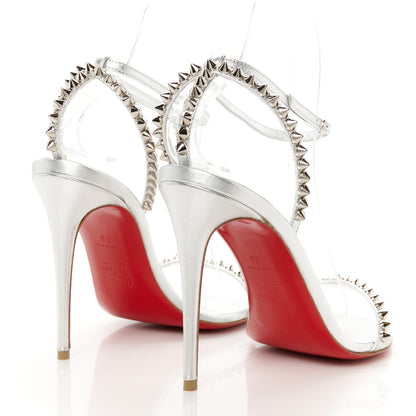 Christian Louboutin Metallic Kid Spiked So Me 100 Sandals 36 Silver 5 of 8