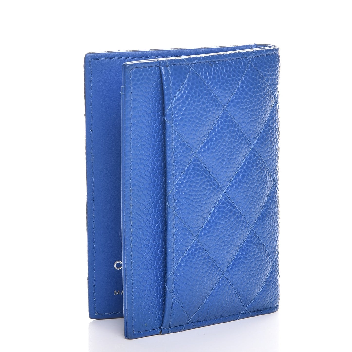 Caviar Quilted Card Holder Blue