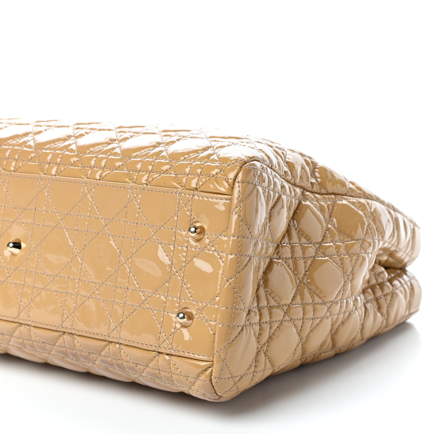 Patent Cannage Large Dior Soft Shopping Tote Beige