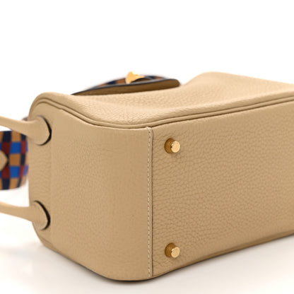 Hermes Taurillon Clemence Maxi Quadrille Mini Lindy 20 Trench Bleu Billard Biscuit 9 of 11
