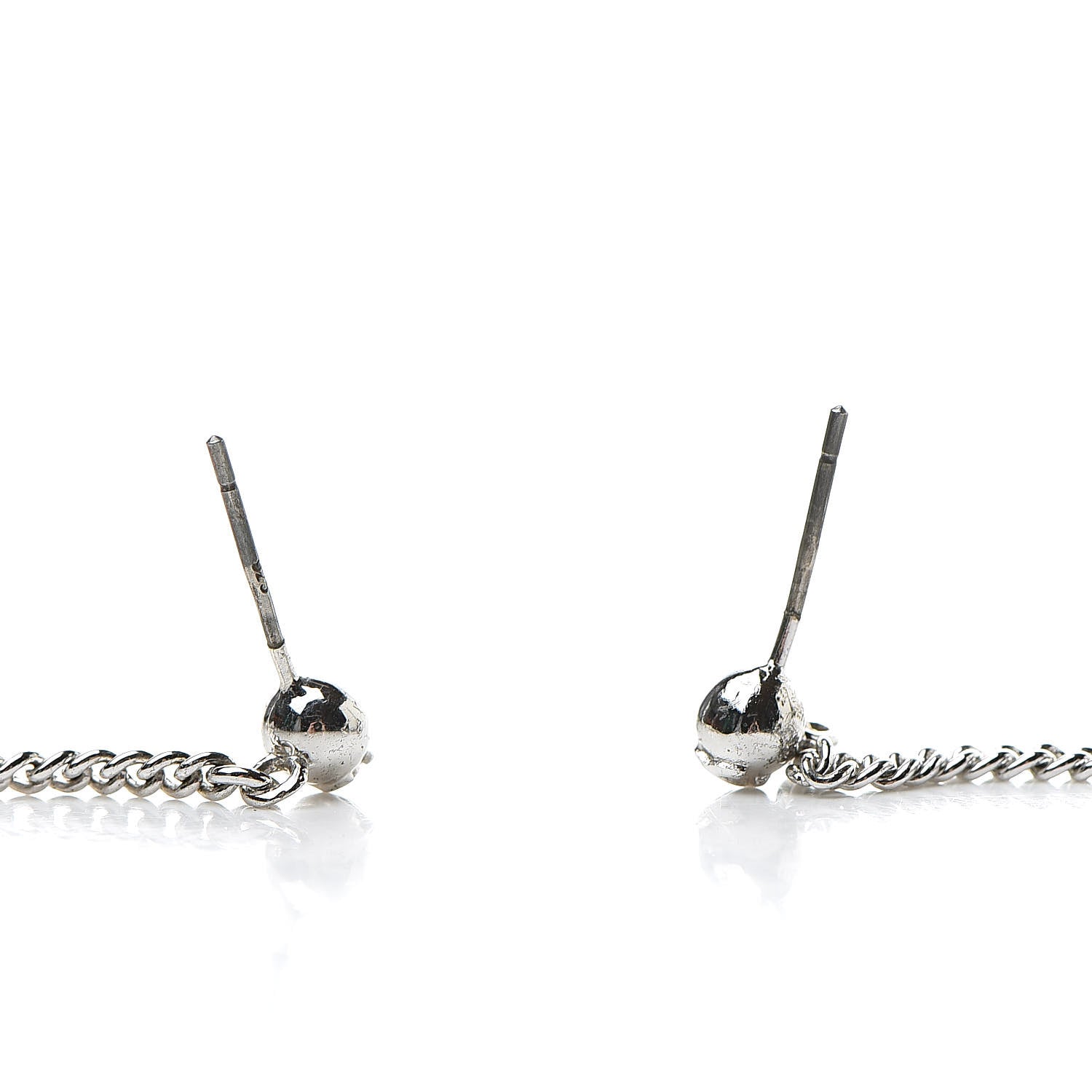 Chanel Baguette Crystal CC Drop Earrings Silver 4 of 5