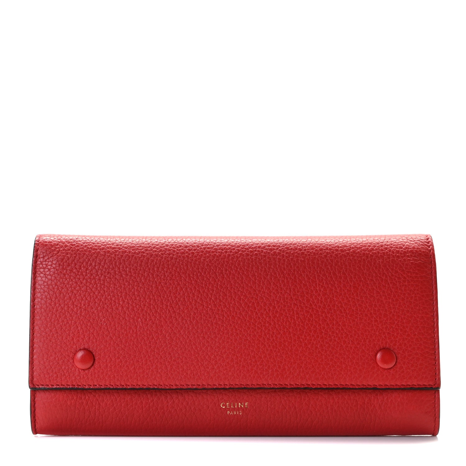 Celine Drummed Calfskin Large Multifunction Flap Wallet Coquelicot 1 of 8