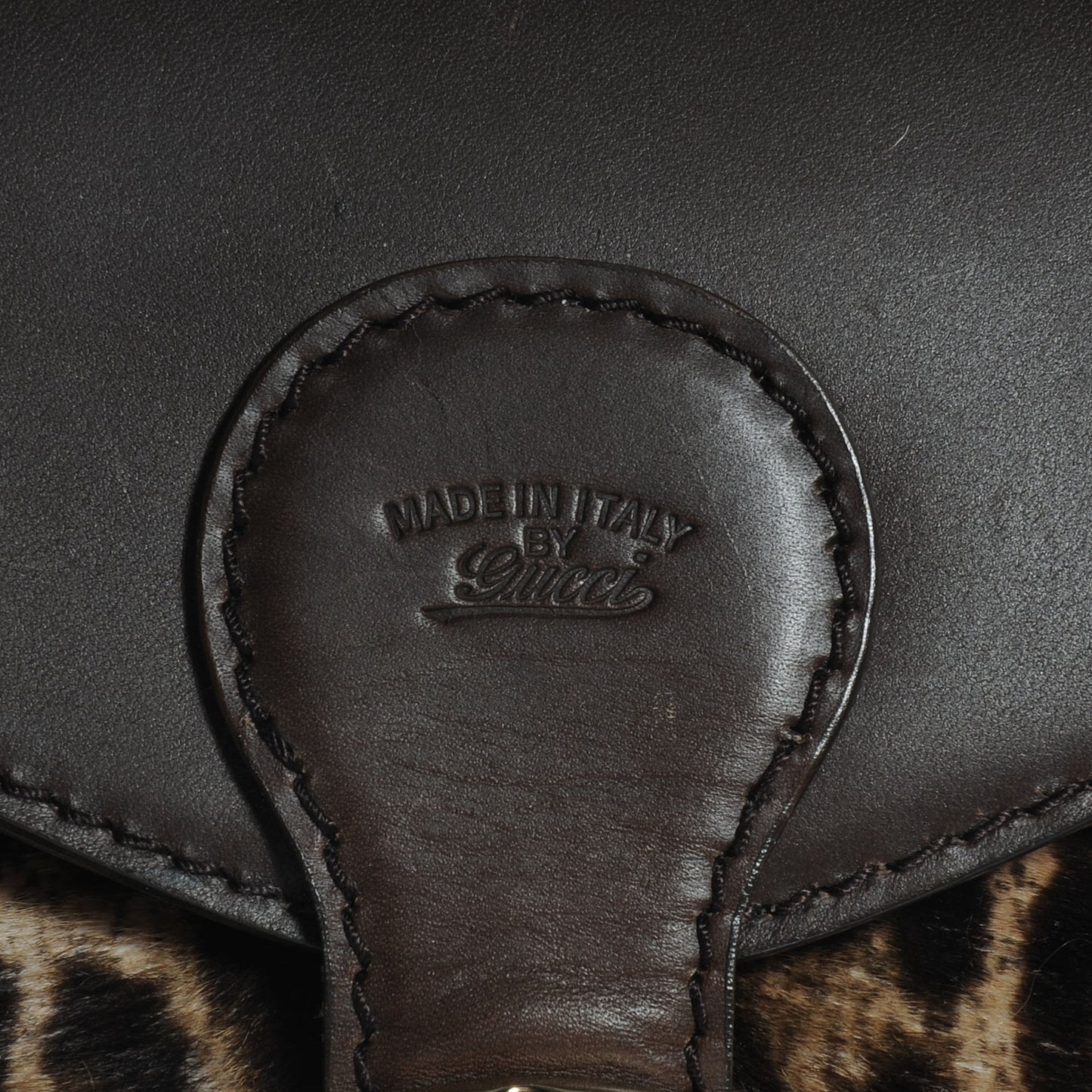 Pony Hair Leopard Print Medium Heritage Boston Bag Brown