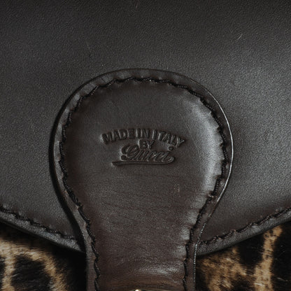 Gucci Pony Hair Leopard Print Medium Heritage Boston Bag Brown 8 of 9