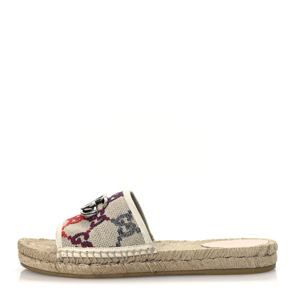 Gucci Linen Psychedelic Mini GG Espadrille Slide Sandals 39 Multicolor 1 of 11