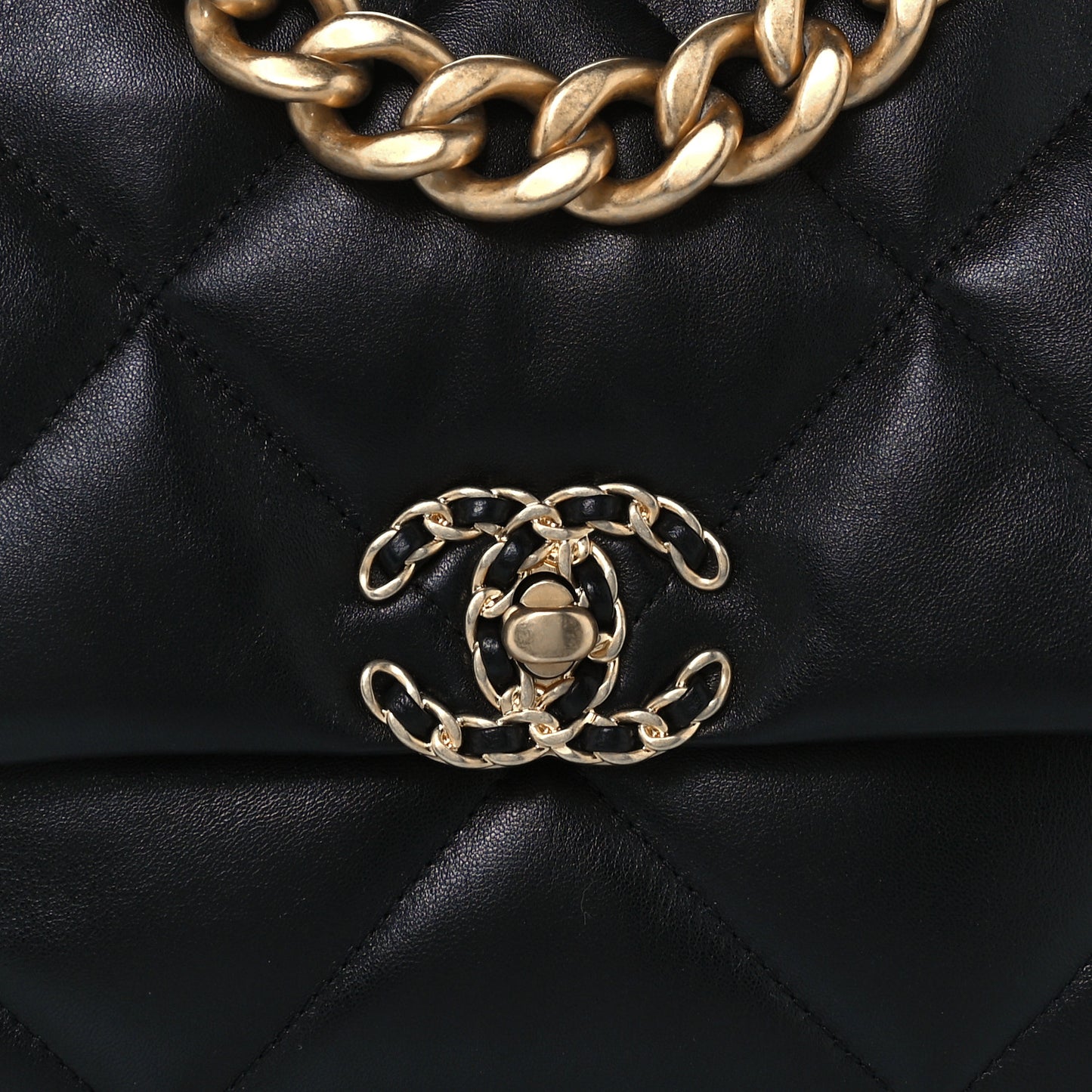 Lambskin Quilted Large Chanel 19 Flap Black