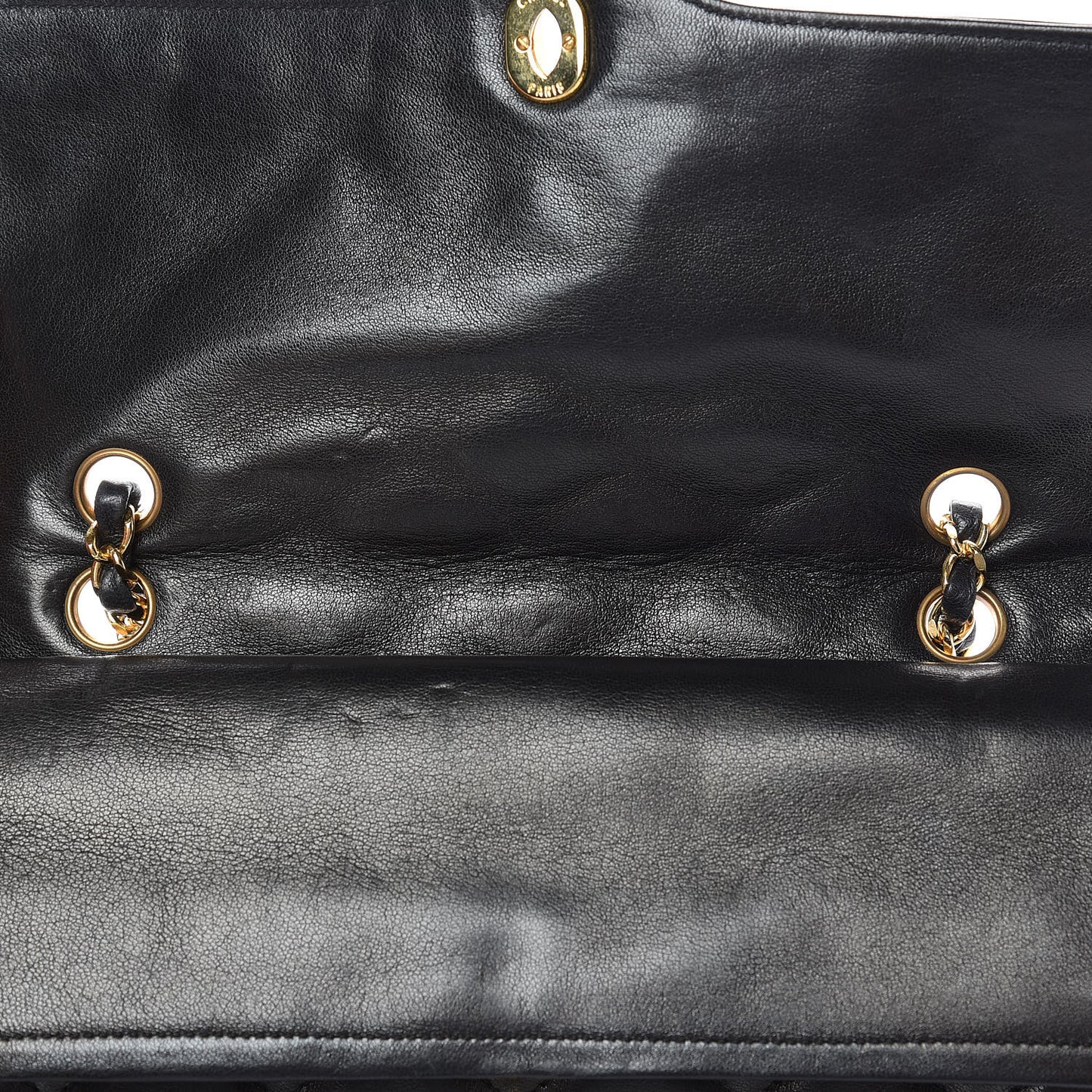 Lambskin Quilted Medium Double Flap Black