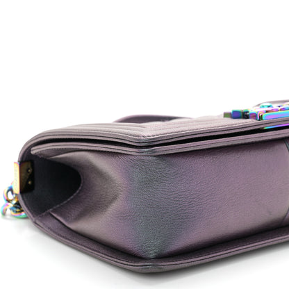 Chanel Iridescent Goatskin Quilted Medium Boy Flap Purple 9 of 11