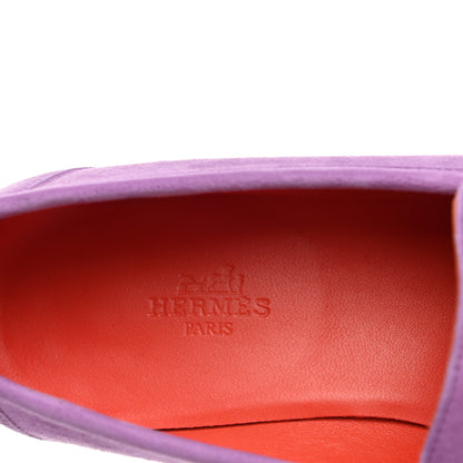 Hermes Suede Goatskin Womens Royal Loafers 39 Violet Parme 7 of 10