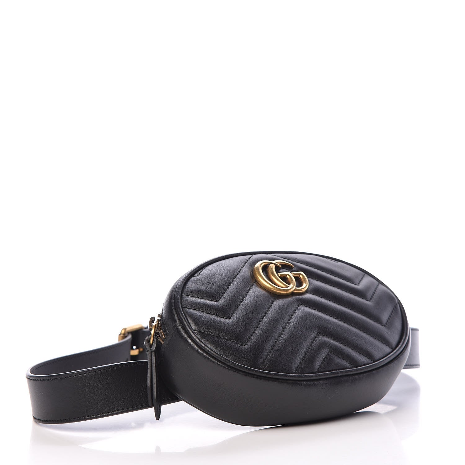 Gucci Calfskin Matelasse GG Marmont Belt Bag 85 34 Black 4 of 11