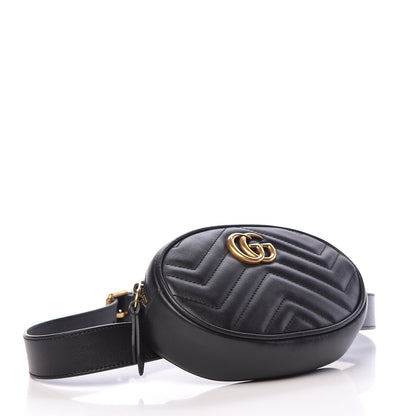 Gucci Calfskin Matelasse GG Marmont Belt Bag 85 34 Black 4 of 11