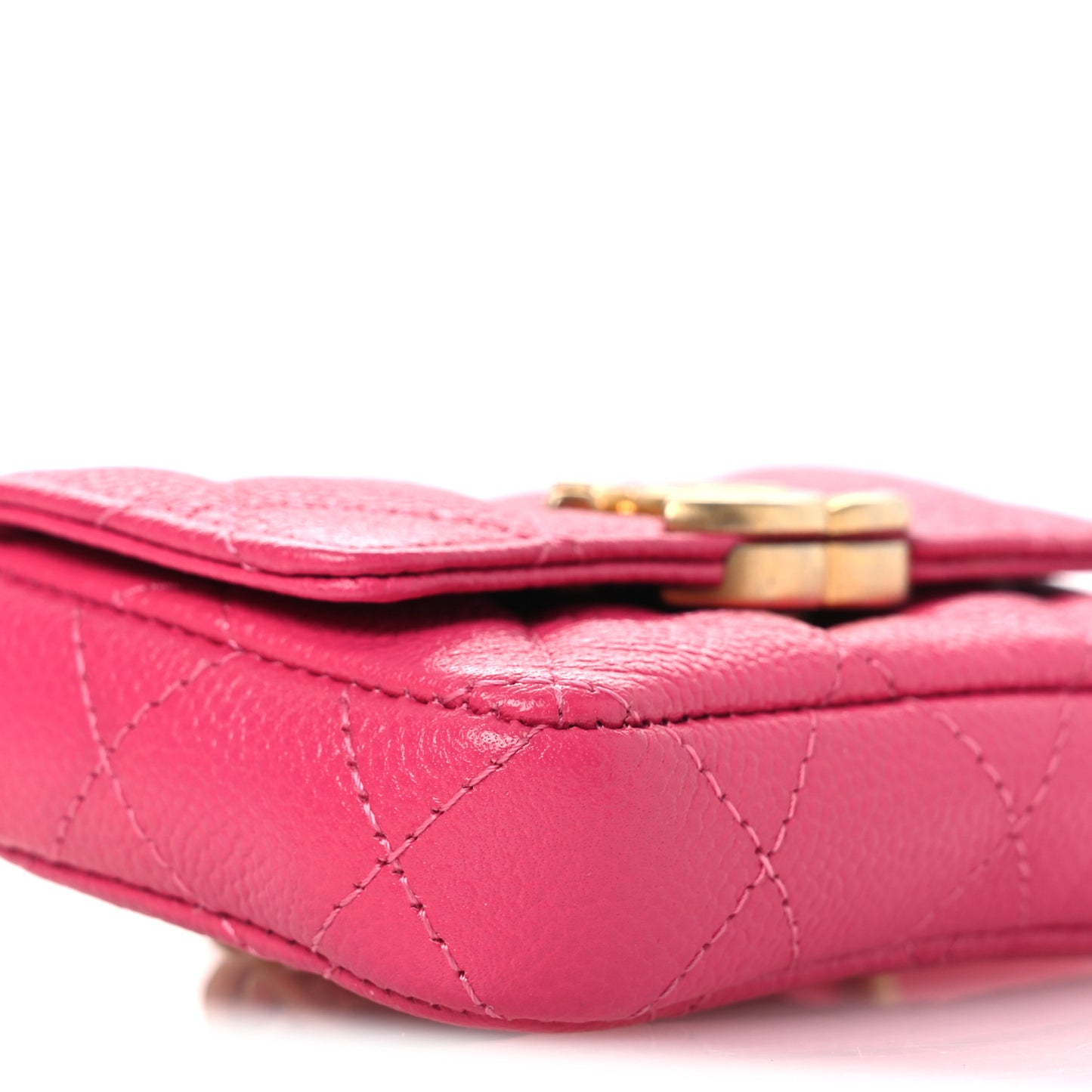 Shiny Caviar Quilted Chain Melody Belt Bag Dark Pink