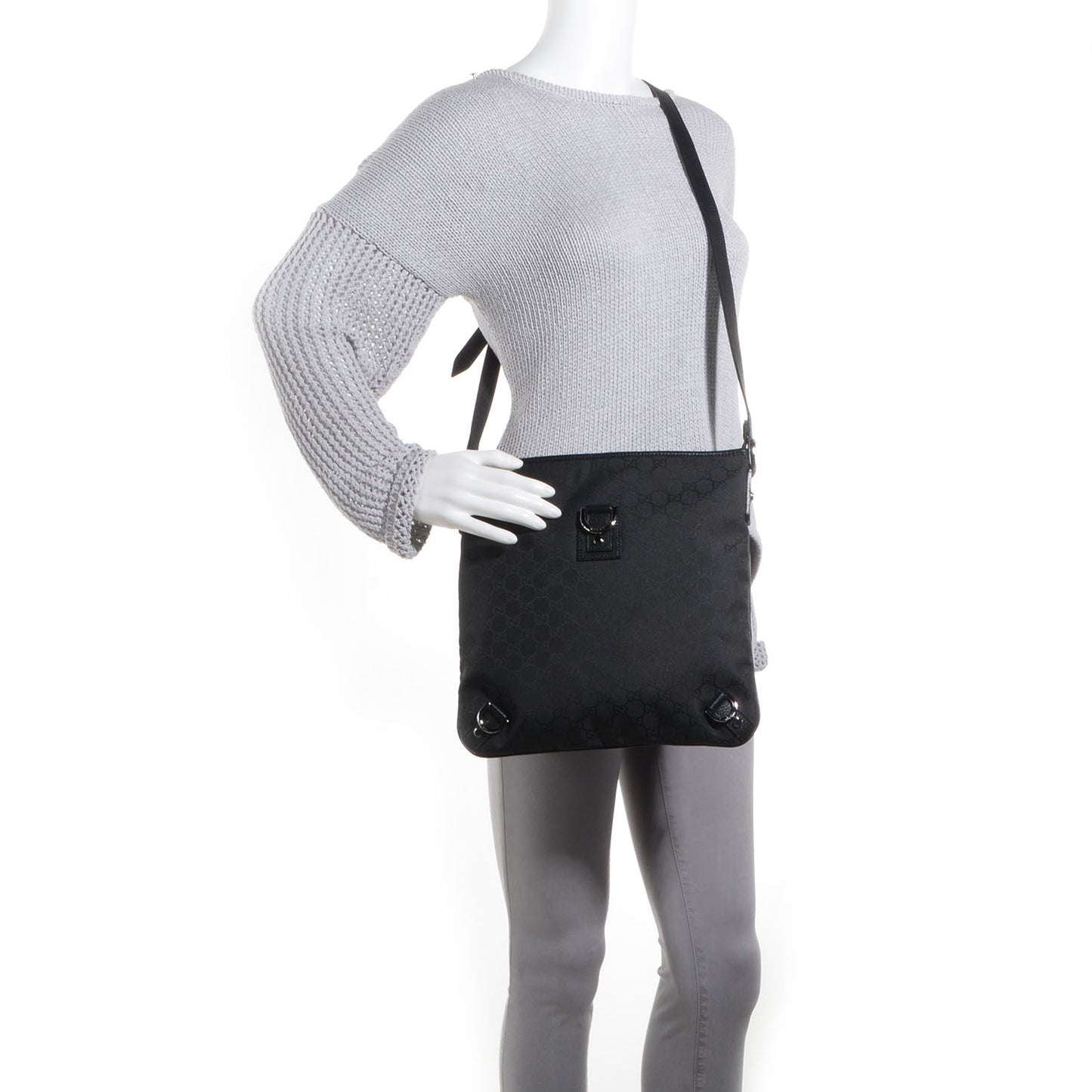 Nylon Monogram Abbey Messenger Bag Black