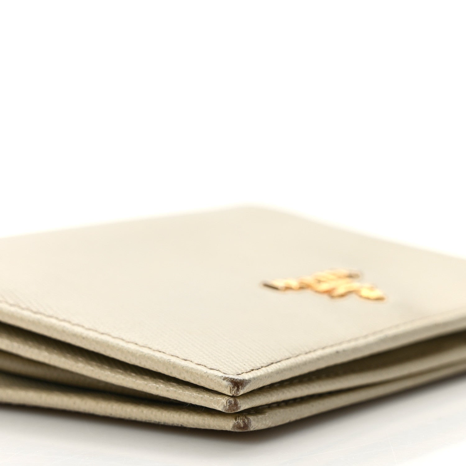 Prada Saffiano Metal Bi-Fold Wallet Cera 7 of 13