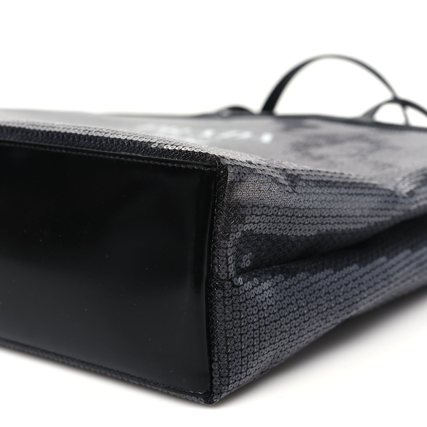 Mesh Sequin Spazzolato Logo Tote Black