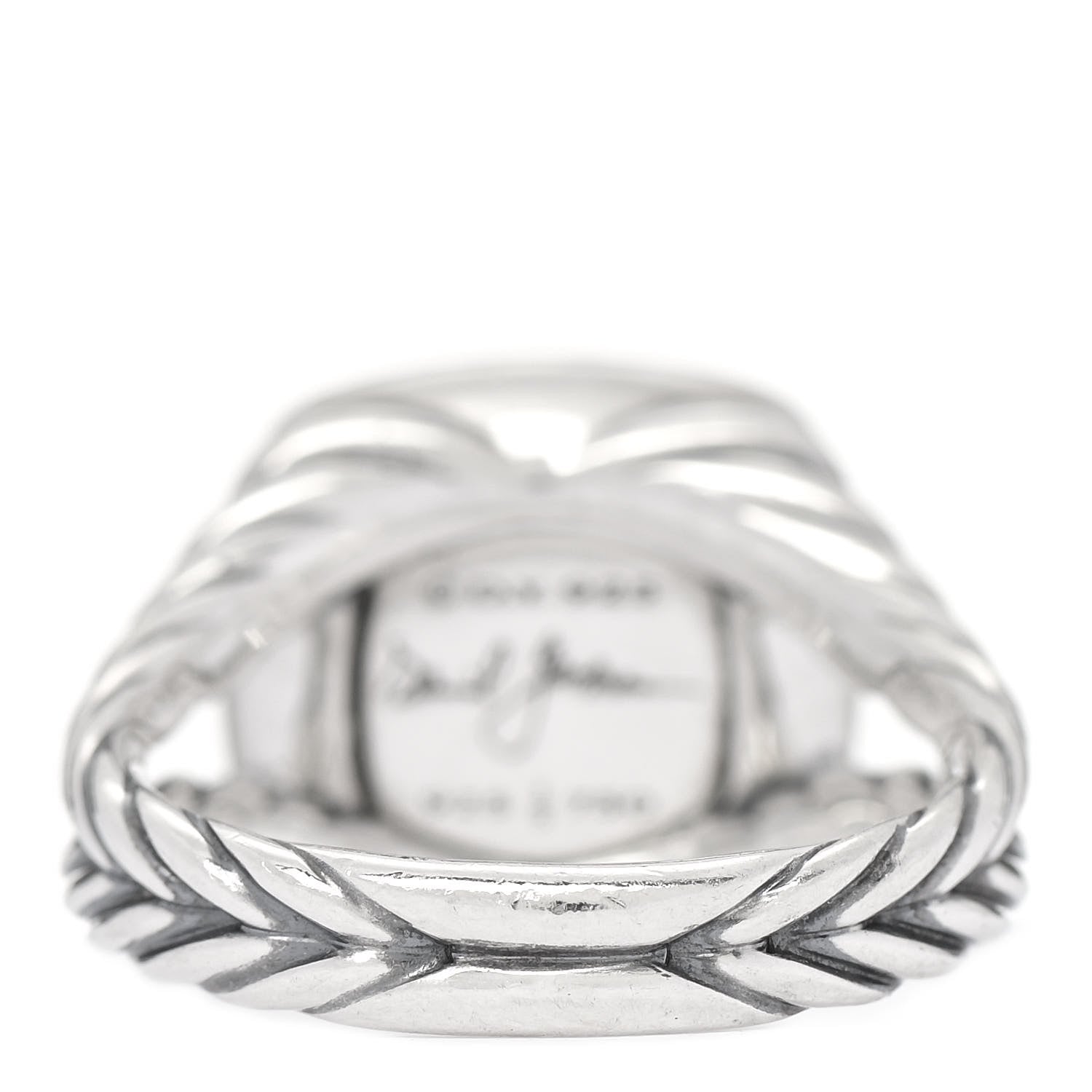 David Yurman Sterling Silver 18K Yellow Gold Diamond 11mm Albion Ring 57 8 3 of 4